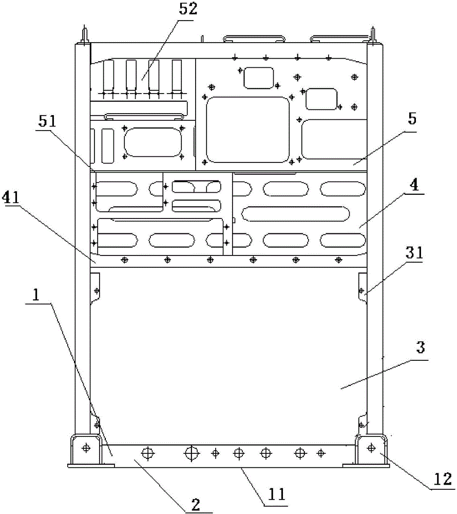 Universal cabinet body of locomotive air braking cabinet