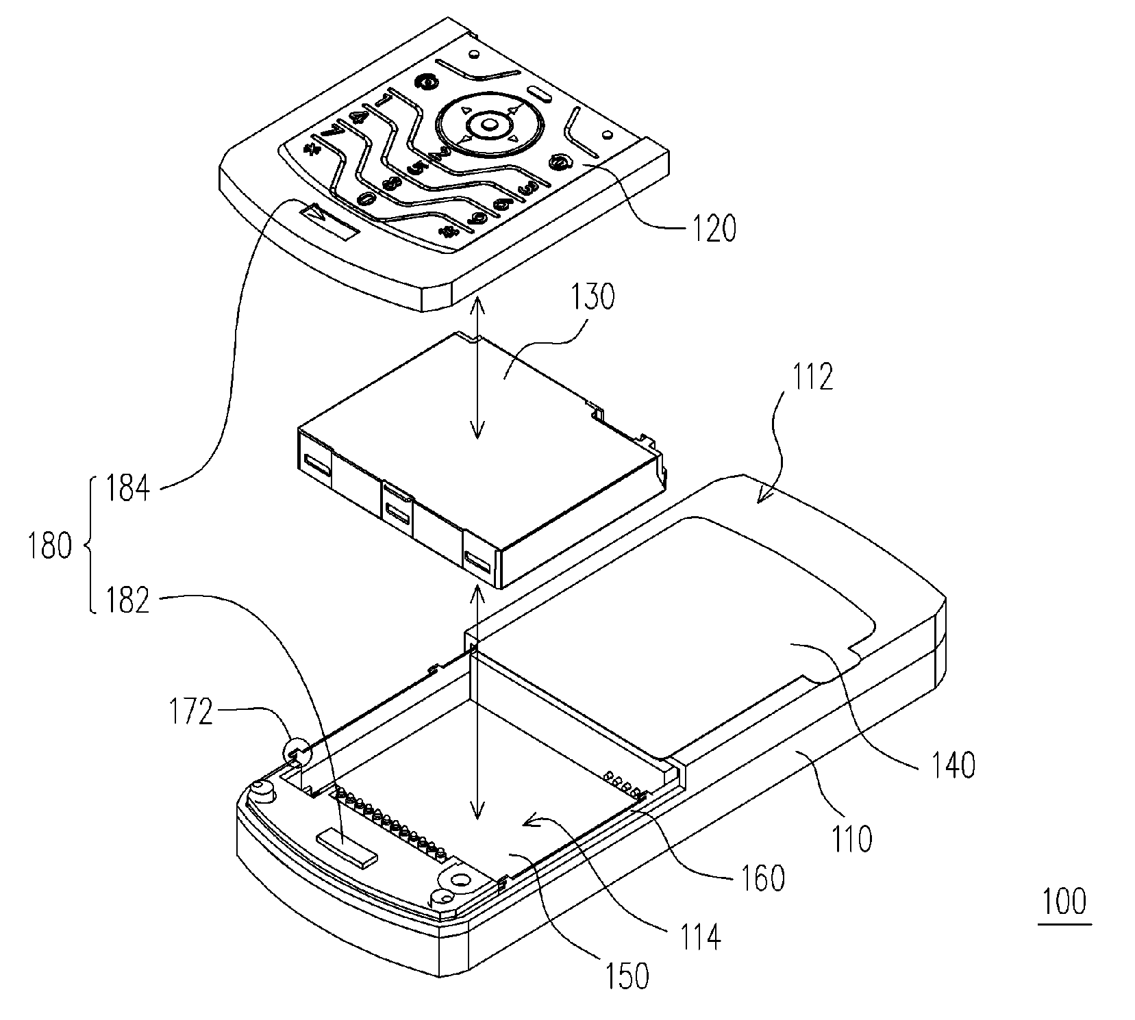 Mobile telecommunication device with front embedded battery