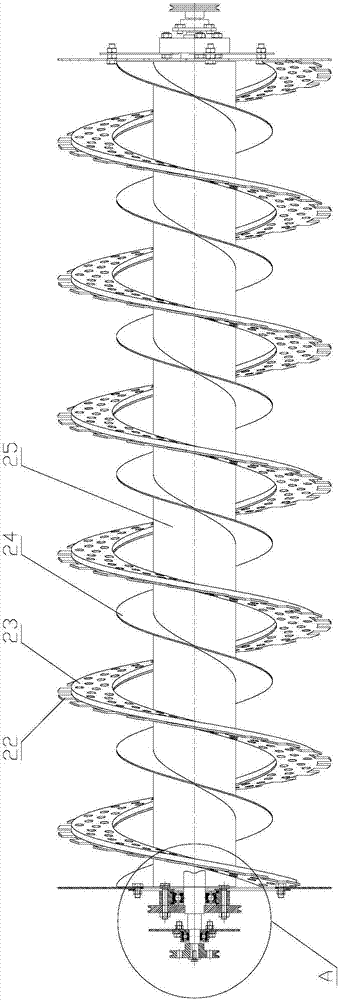Embedded differential double-helix type green feed straw crushing and conveying device