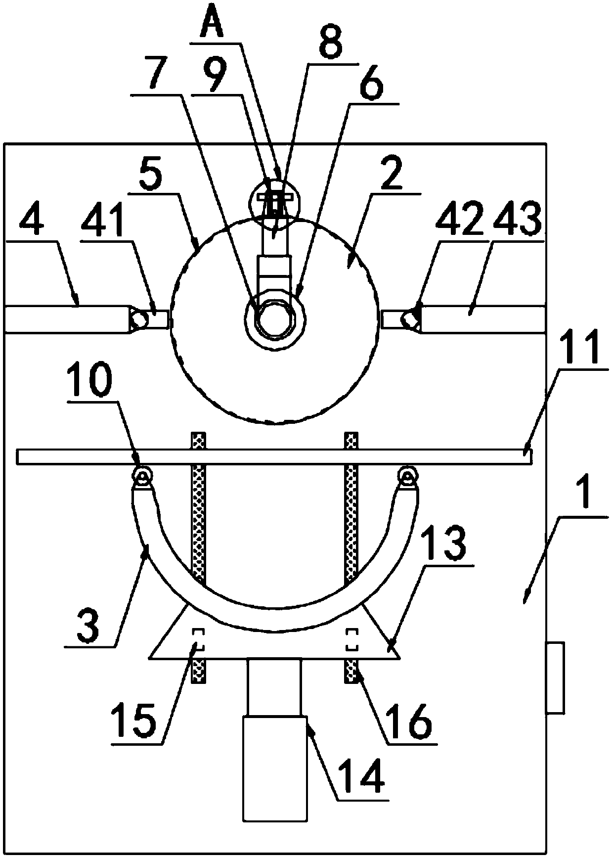 Steel bar bending device for circumferential fastening of crystallization tank