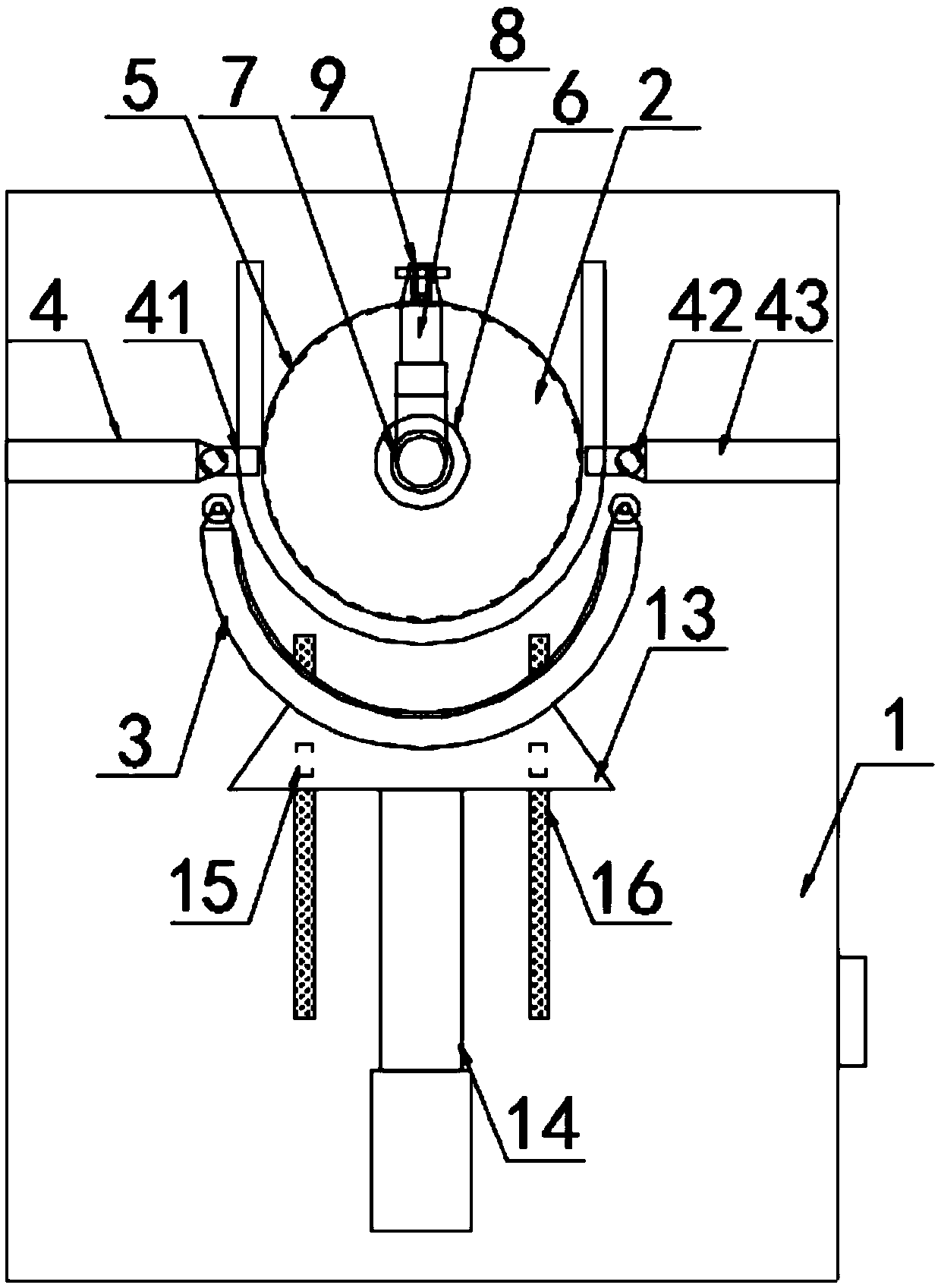 Steel bar bending device for circumferential fastening of crystallization tank