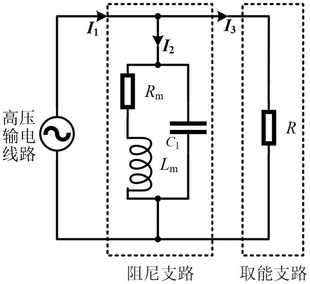 Method and device for taking power from high-voltage transmission lines based on capacitive reactance matching shunt control