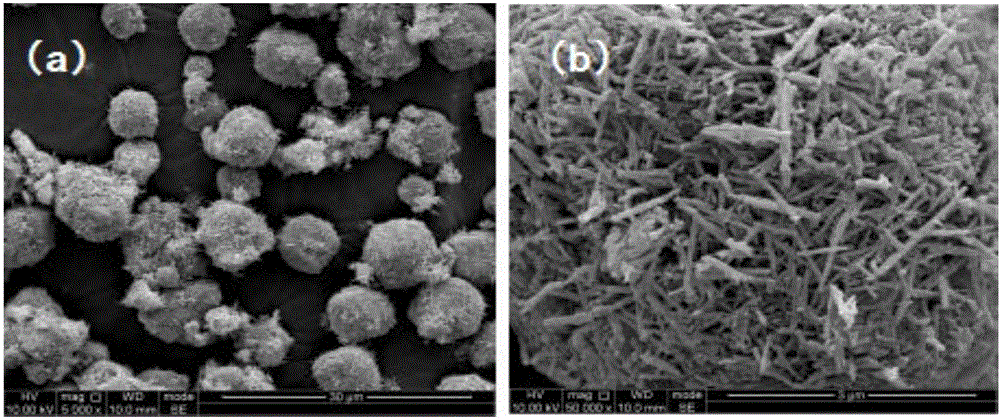 Preparation method of nickel cobalt oxide nanorod composite material wrapped by carbon having microspheric grading structure