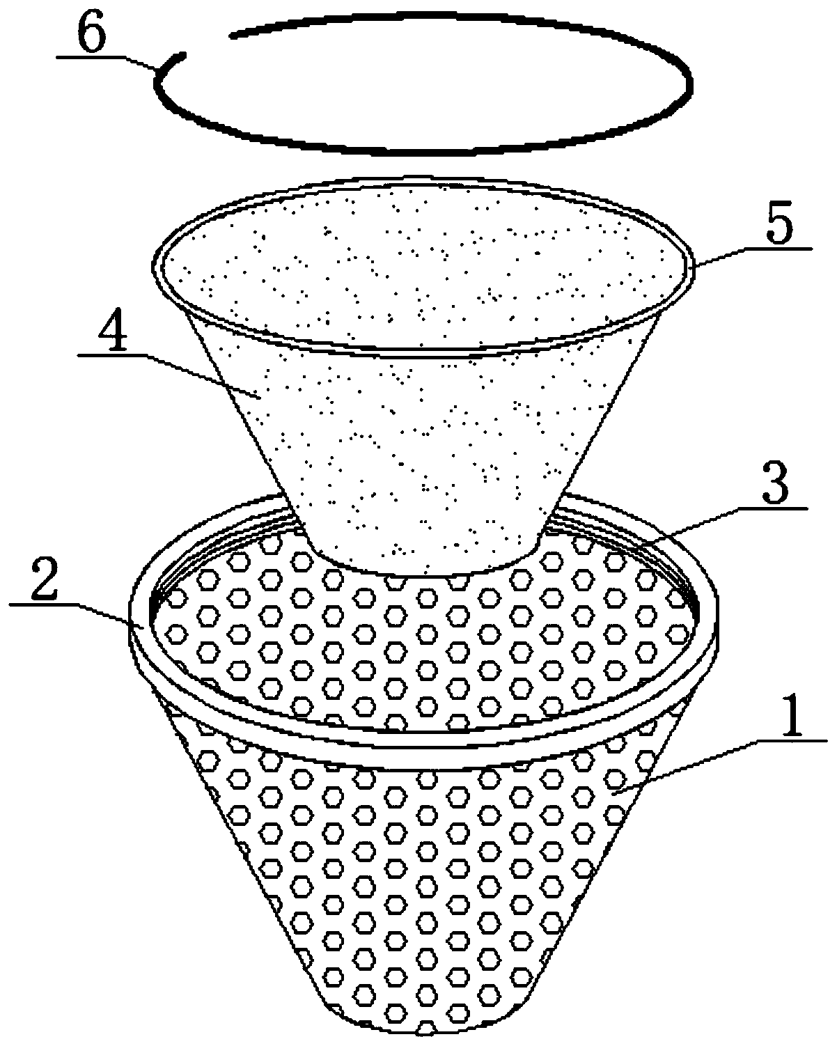 Quick disassembly and assembly filtering device of pulping machine