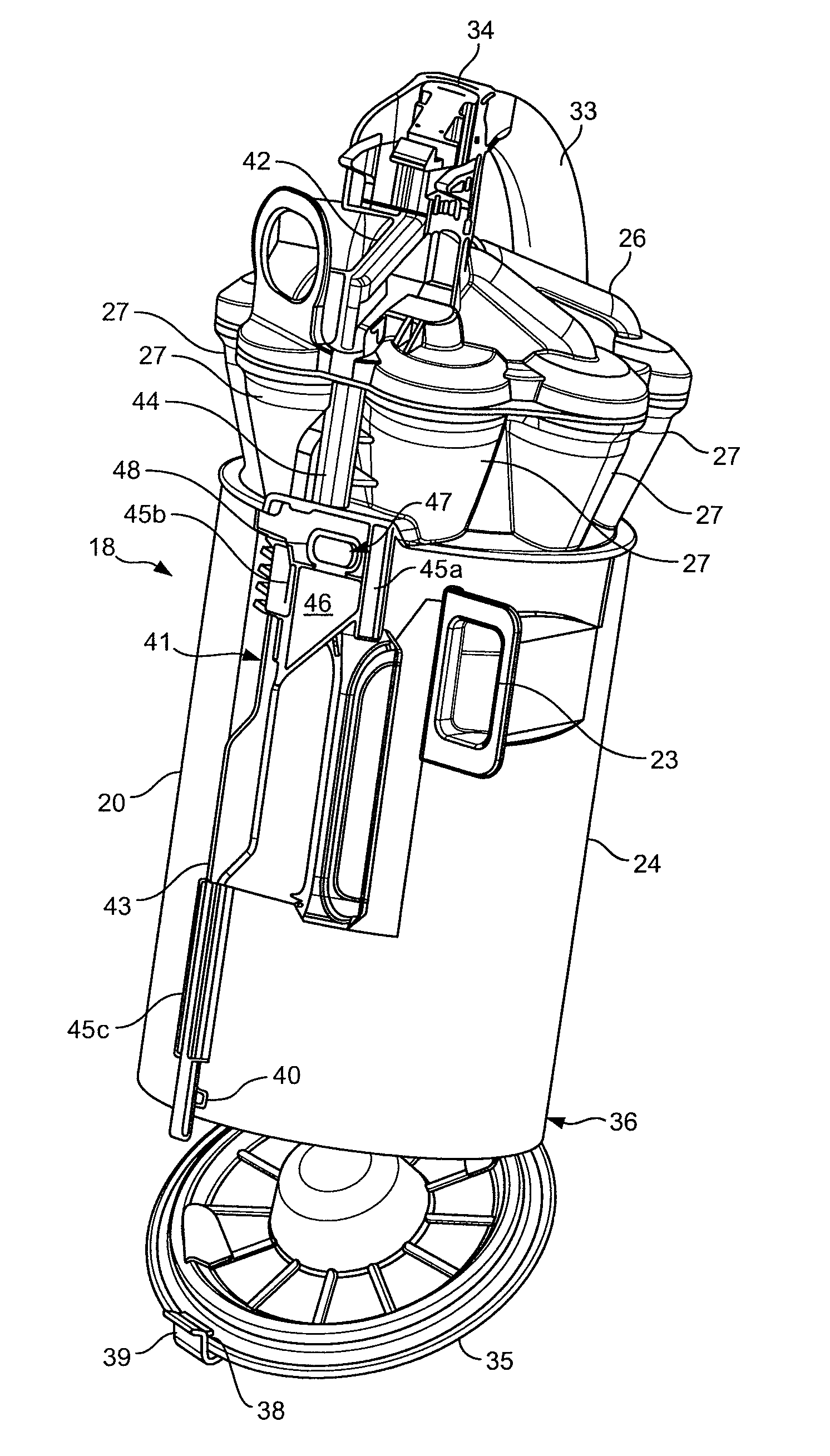 Separating apparatus for a cleaning appliance