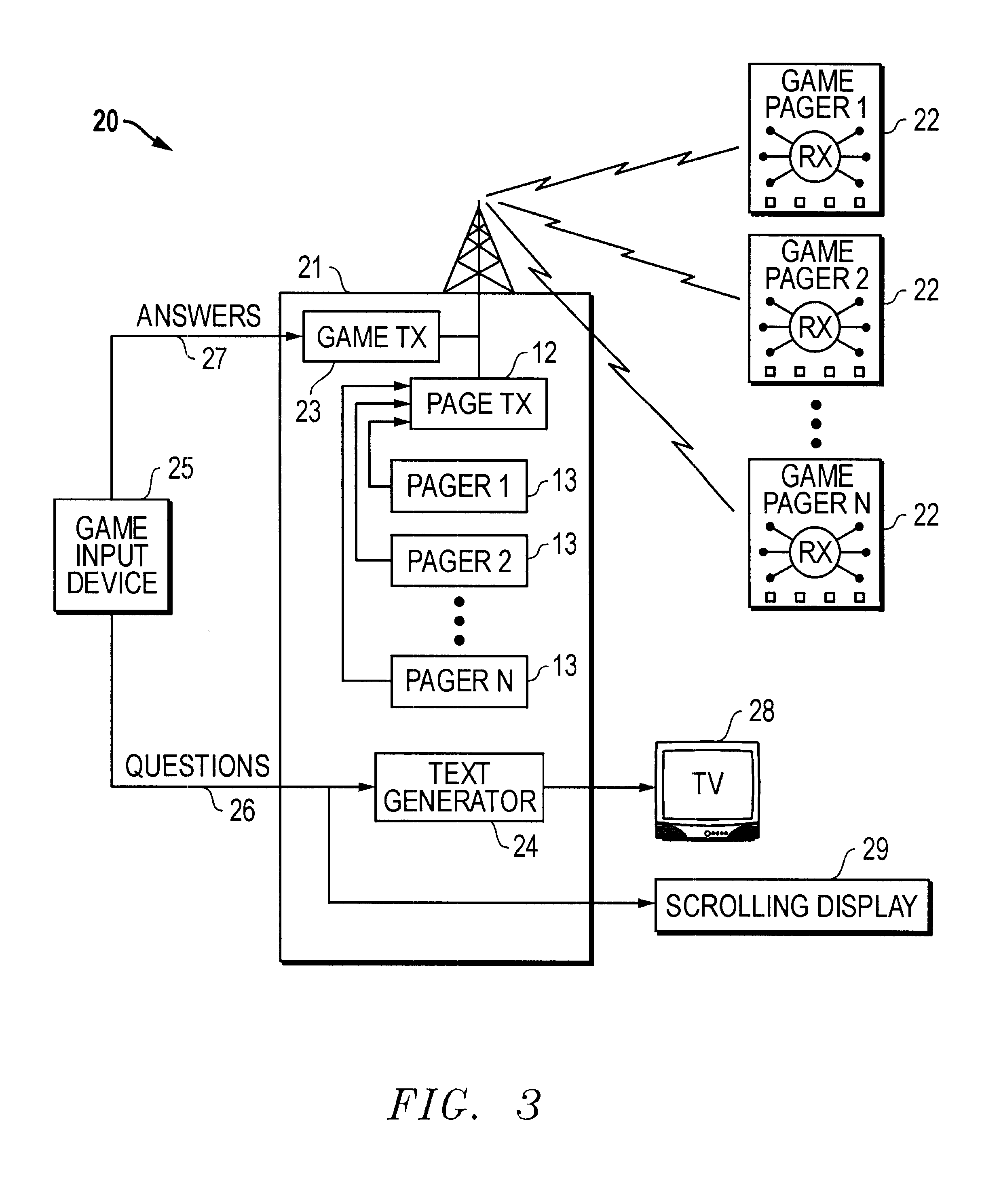 Combination paging and gaming system and apparatus