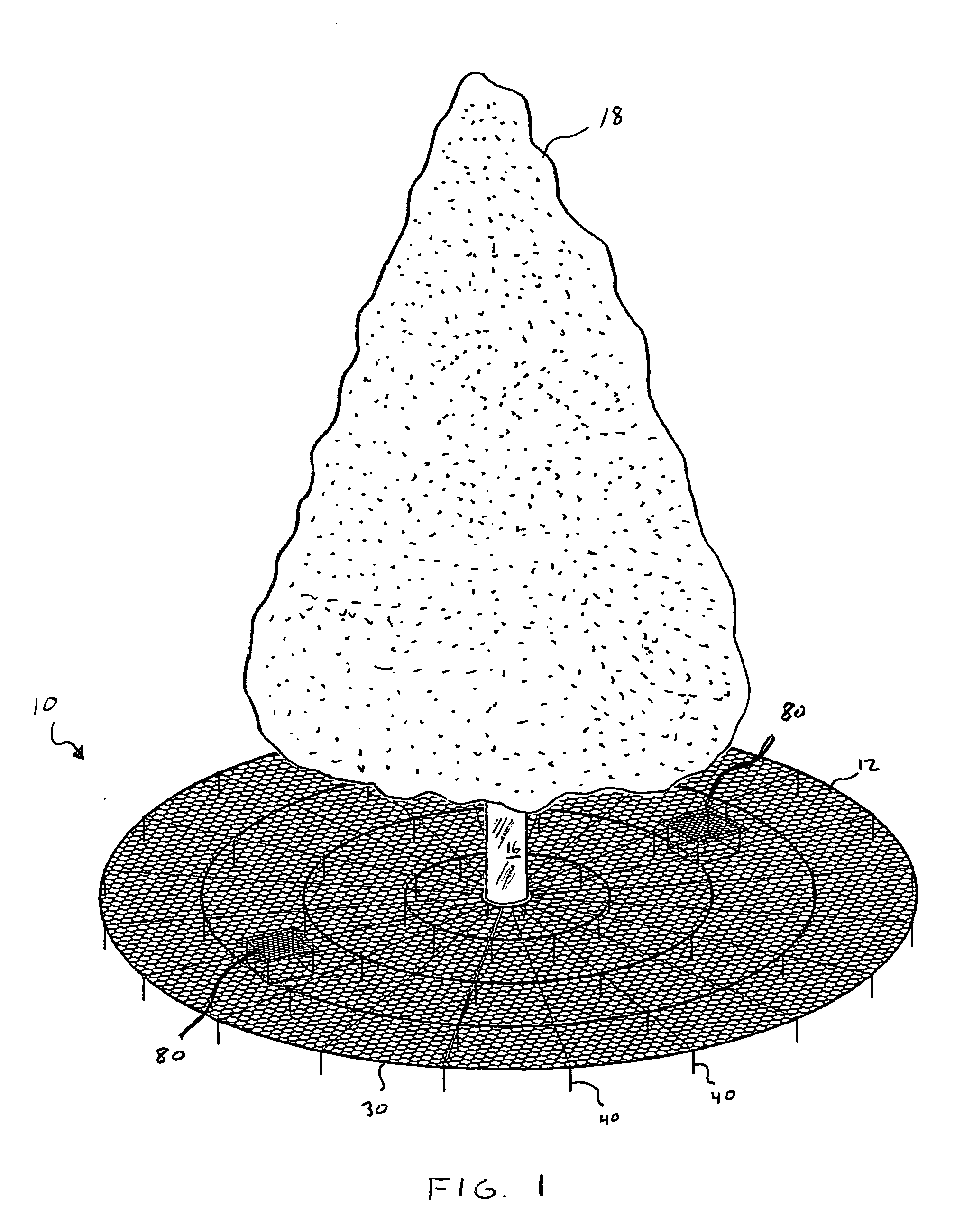 Device for catching falling leaves from a tree and associated methods