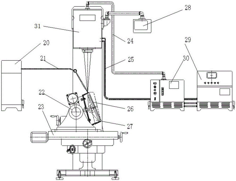 Laser cladding device for inclined frustum-shaped valve plate sealing faces of large valves