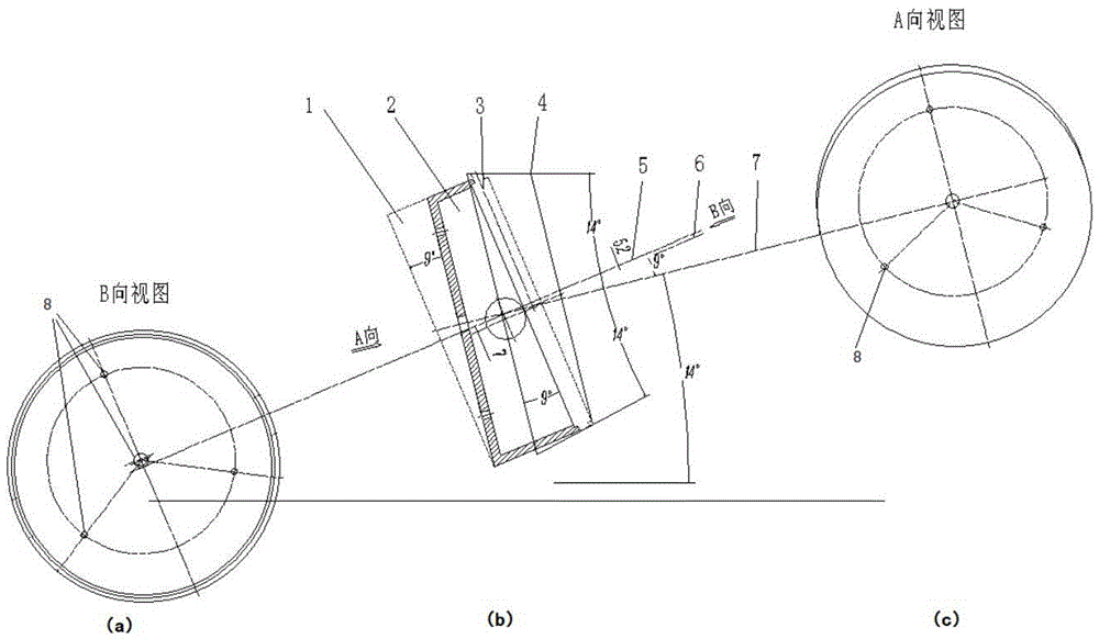 Laser cladding device for inclined frustum-shaped valve plate sealing faces of large valves