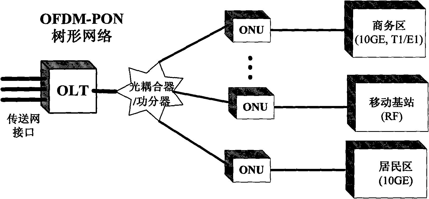 Orthogonal frequency division multiplexing passive optical network
