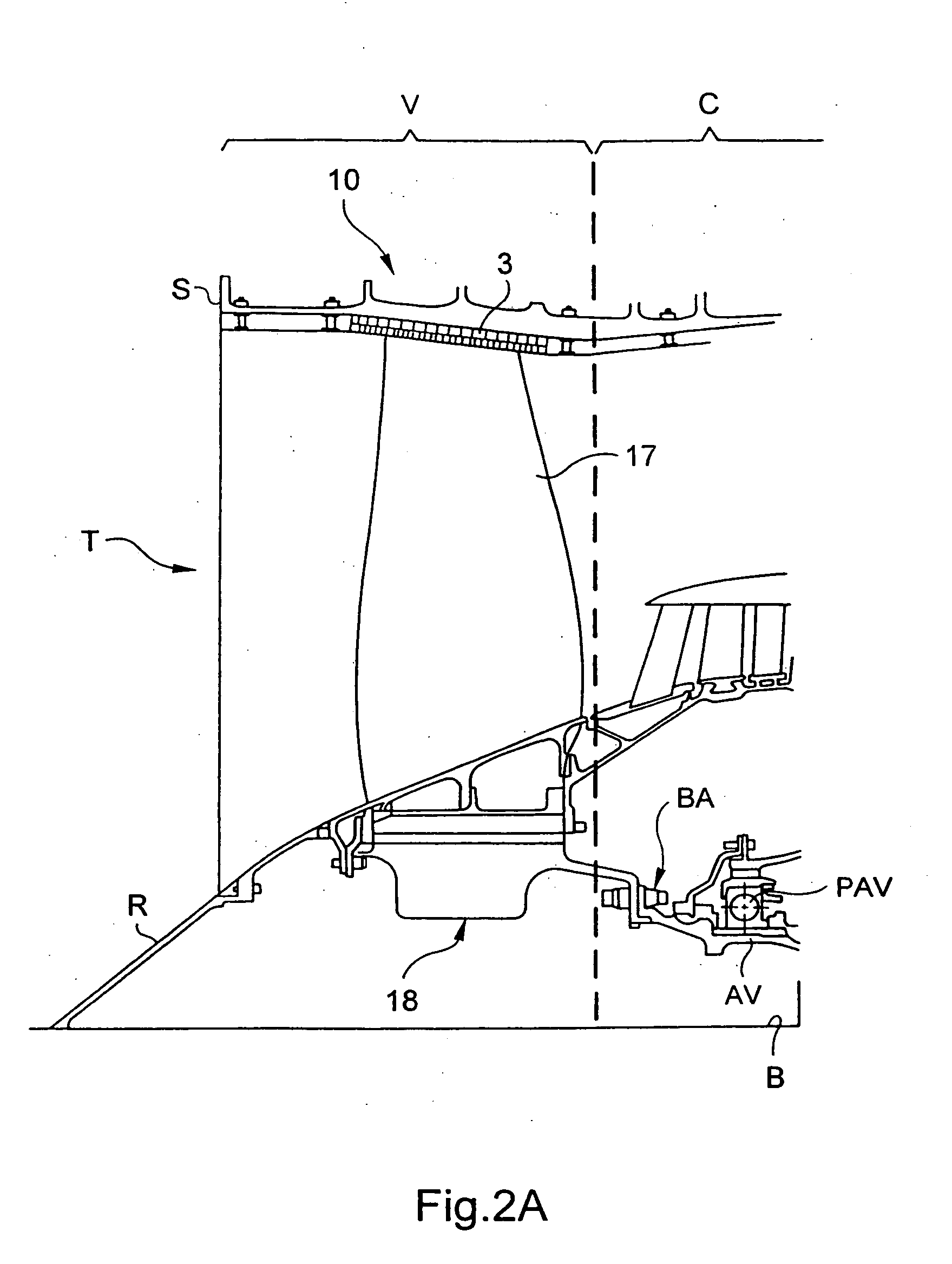 Abradable device on the blower casing of a gas turbine engine