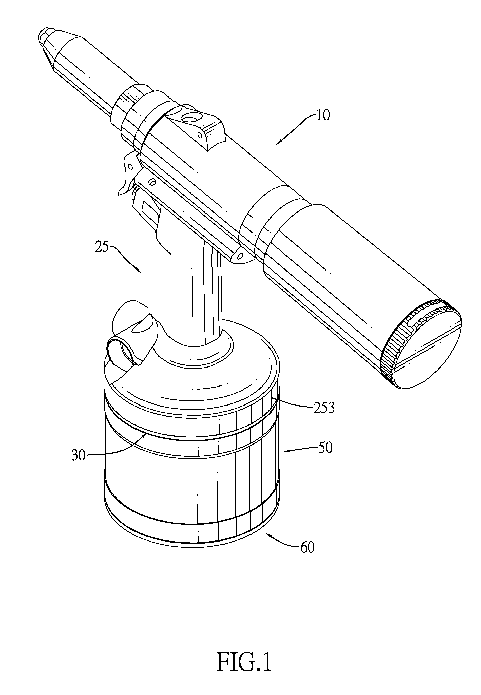 Rivet gun with detachable pneumatic cylinder assembly