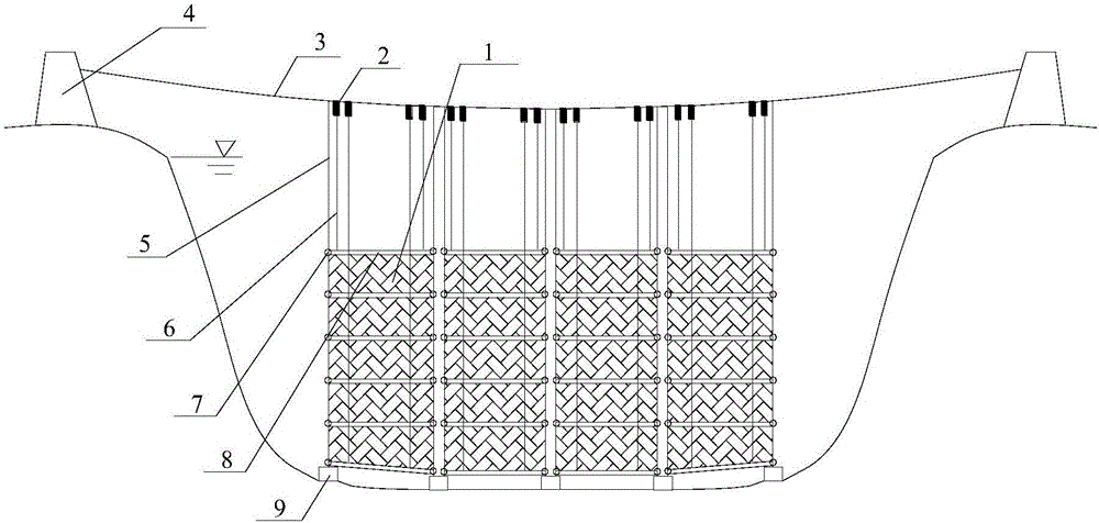 Sectional curtain water barrier structure