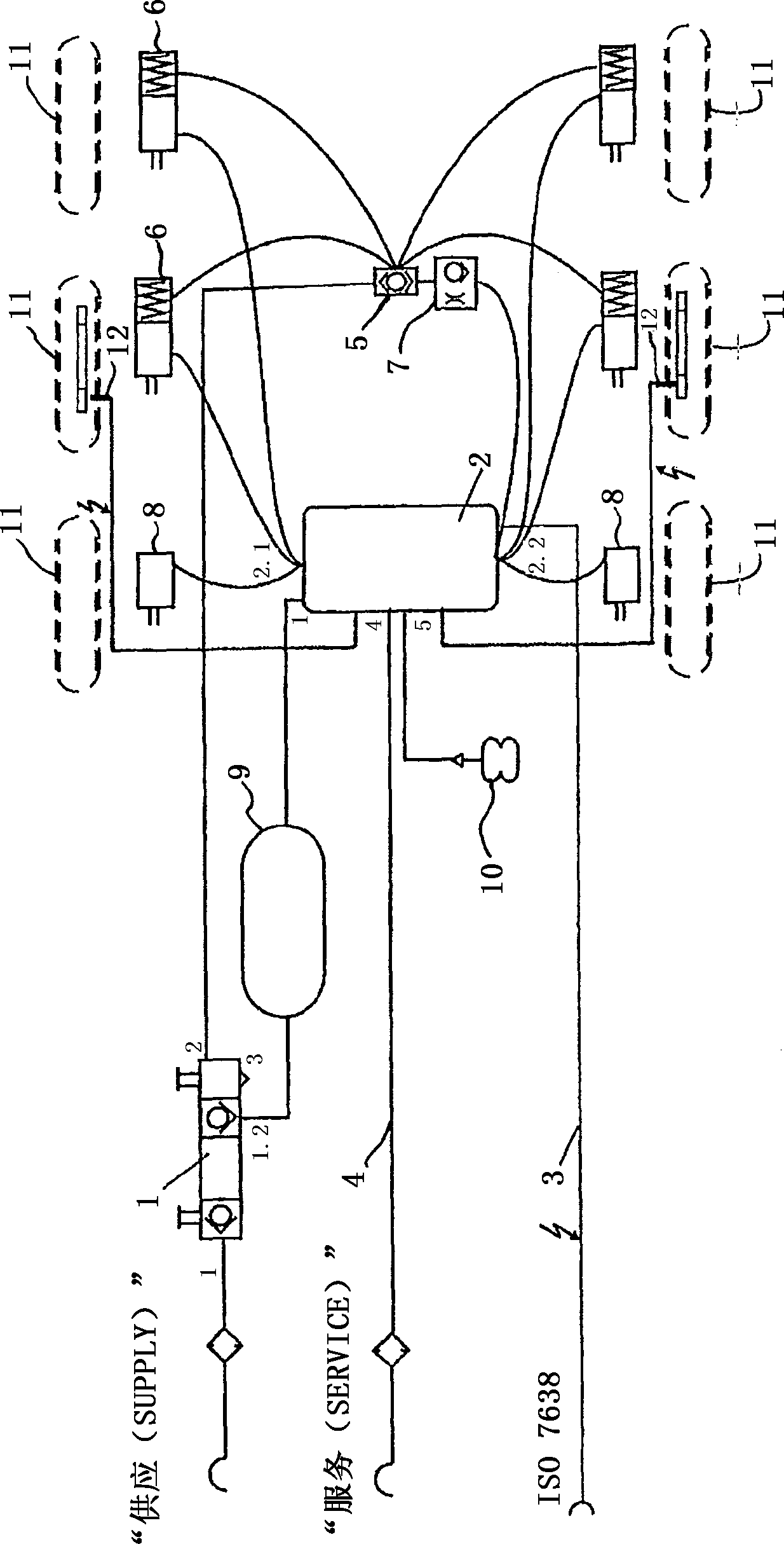 Pneumatic brake system for a trailer, and brake control modulator