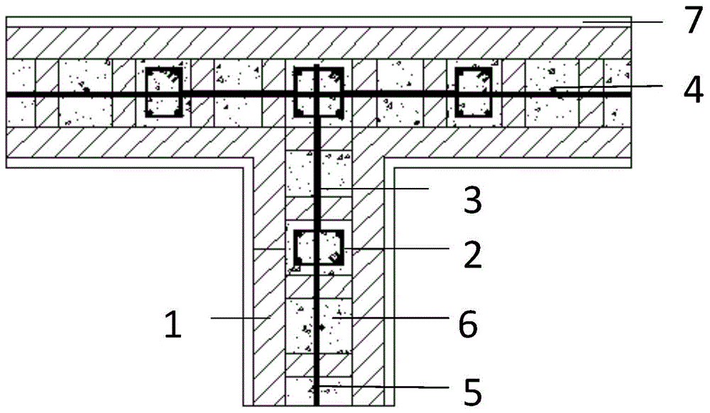 Single-line reinforcement thermal insulation bearing shear wall with T-shaped hidden posts at end parts and manufacturing method of shear wall