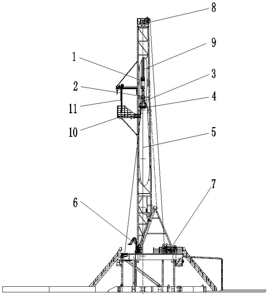 Drill string arranging method for push-supporting-type pipe string treatment equipment under top-drive-free working condition