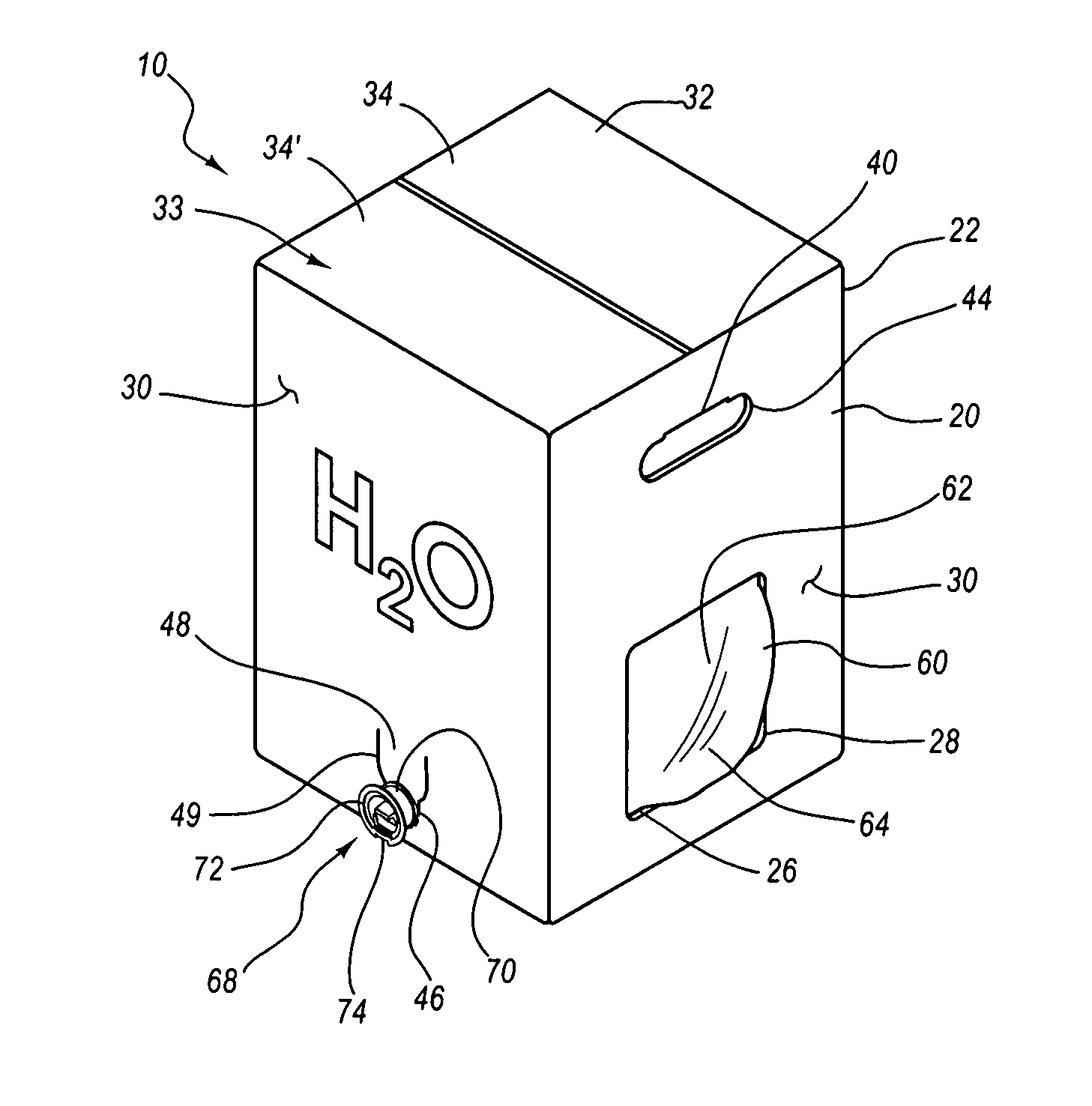 Temperature controlled liquid dispenser, containers therefore, and bag-in-box container construction