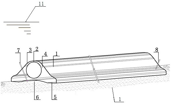 Bottom-attached self-stabilizing oil and gas pipeline