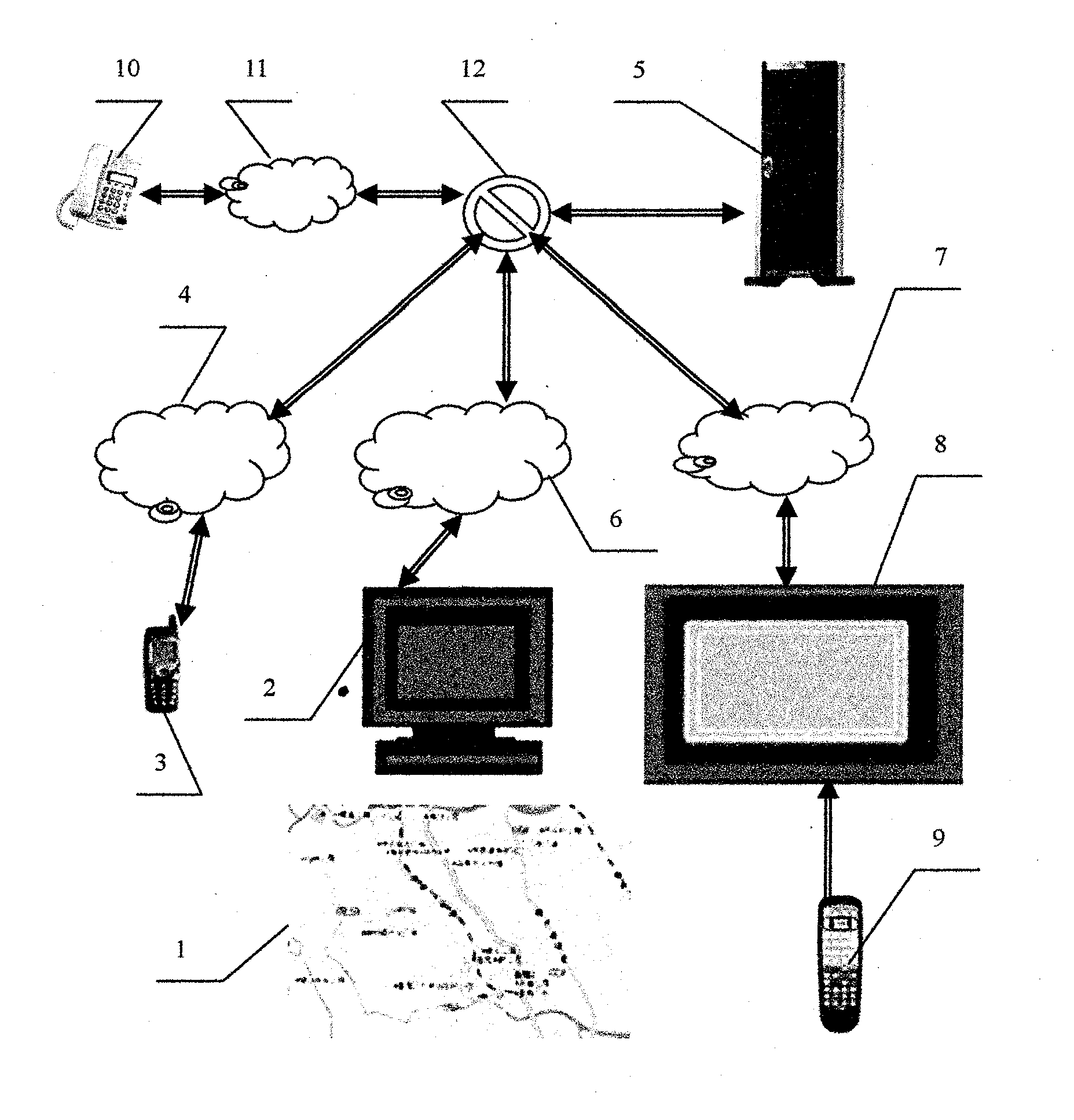 Public traffic guide and transfer enquiring system and implementing method thereof