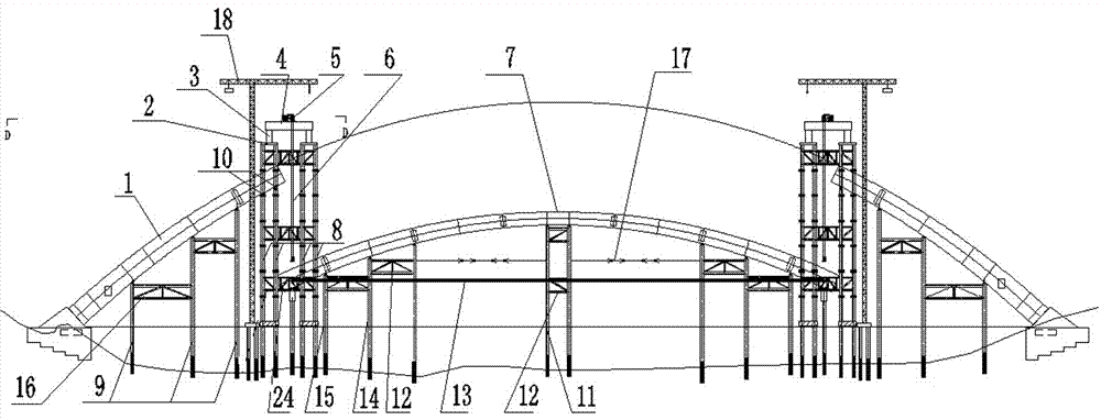 A method for overall lifting and installation of bridge arch ribs