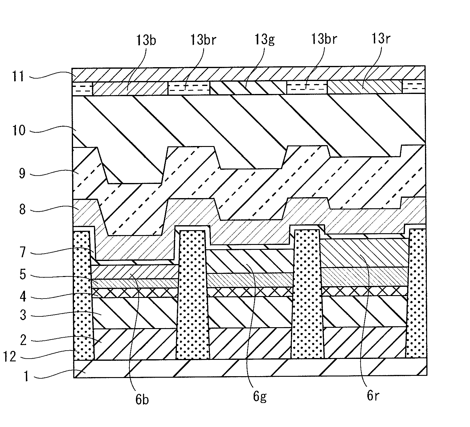 Light-emitting element and display device using same