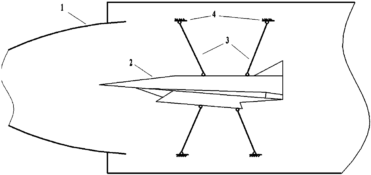 Support method for aircraft model in wind tunnel experiment