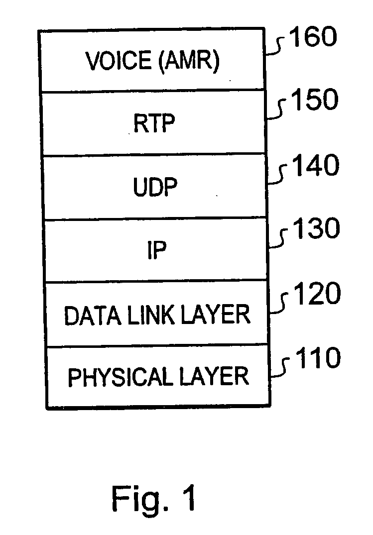 Radio telecommunications apparatus and method for communcations internet data packets containing different types of data