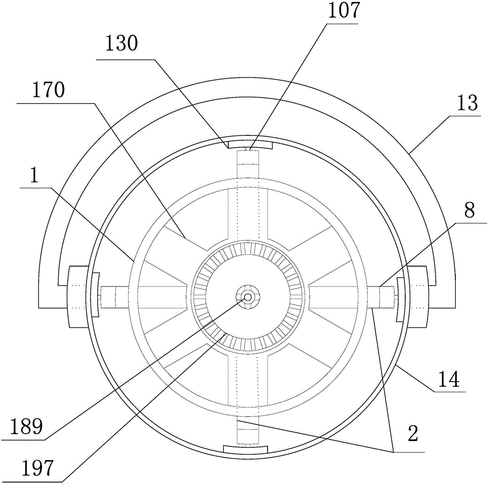 Variable-speed mop washer-dryer having rotary support, hexagonal prism sliders and self-locking lifting cylinder