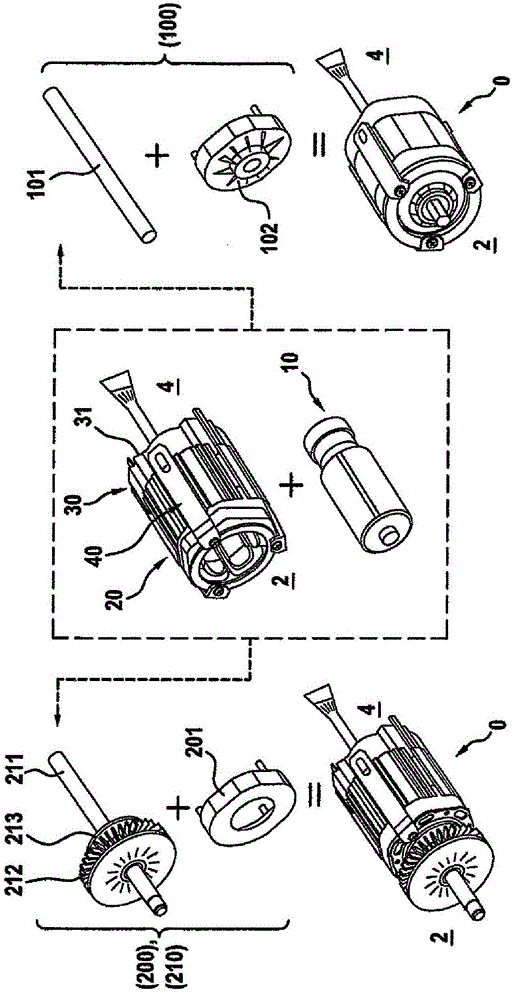 Electric motor construction kit and electric motor