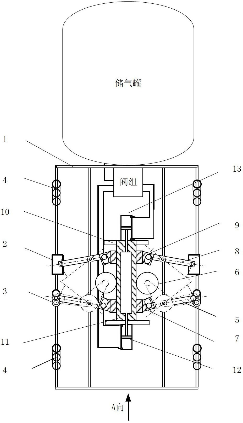 Pneumatic pipeline internal traveling device capable of braking quickly and reliably