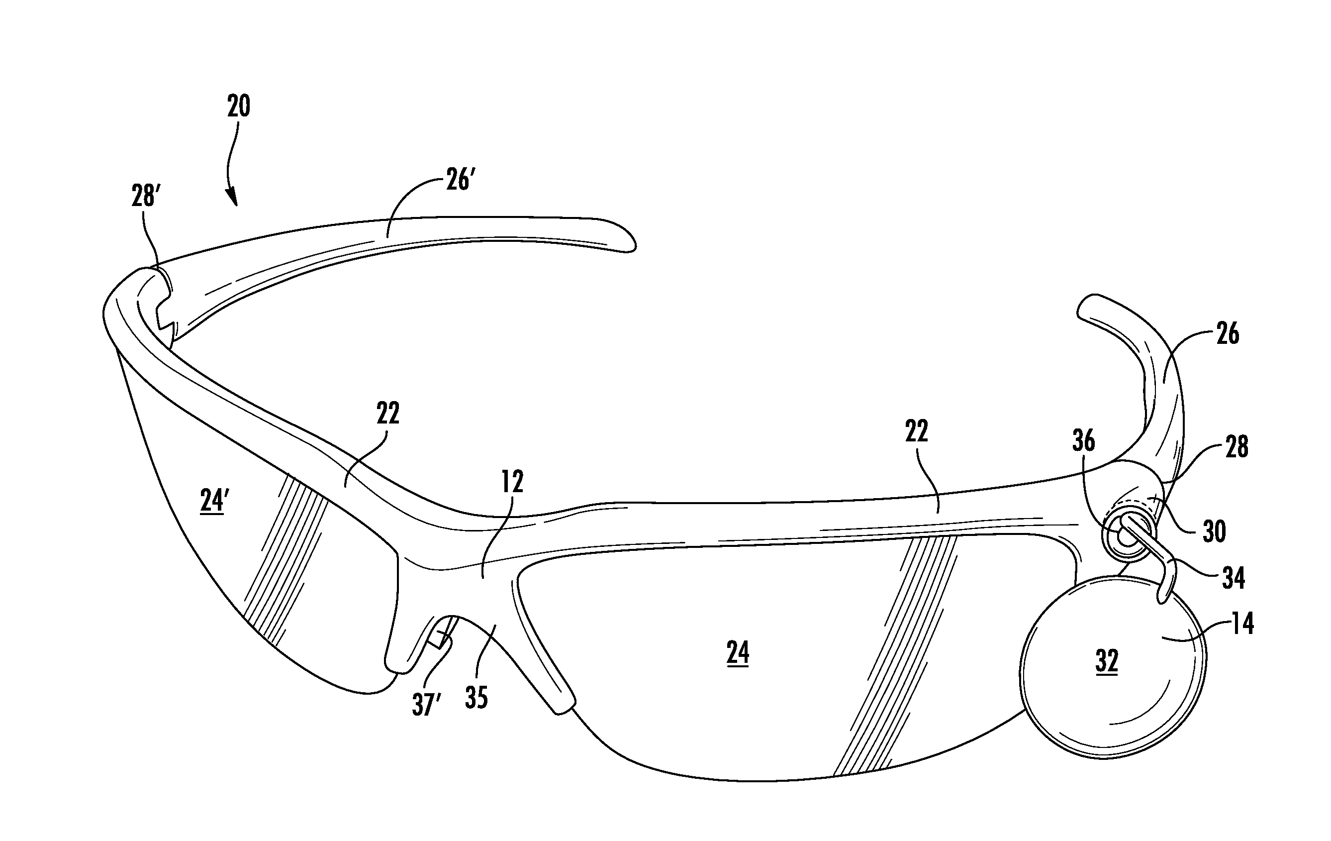 Cycling safety glasses with rearview mirror