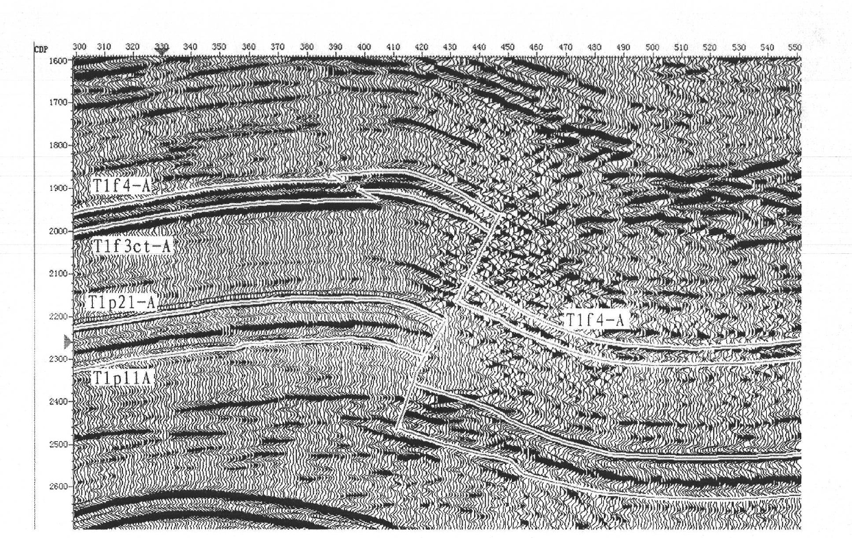 Seismic attribute extracting method for geologic structure containing over-thrust fault