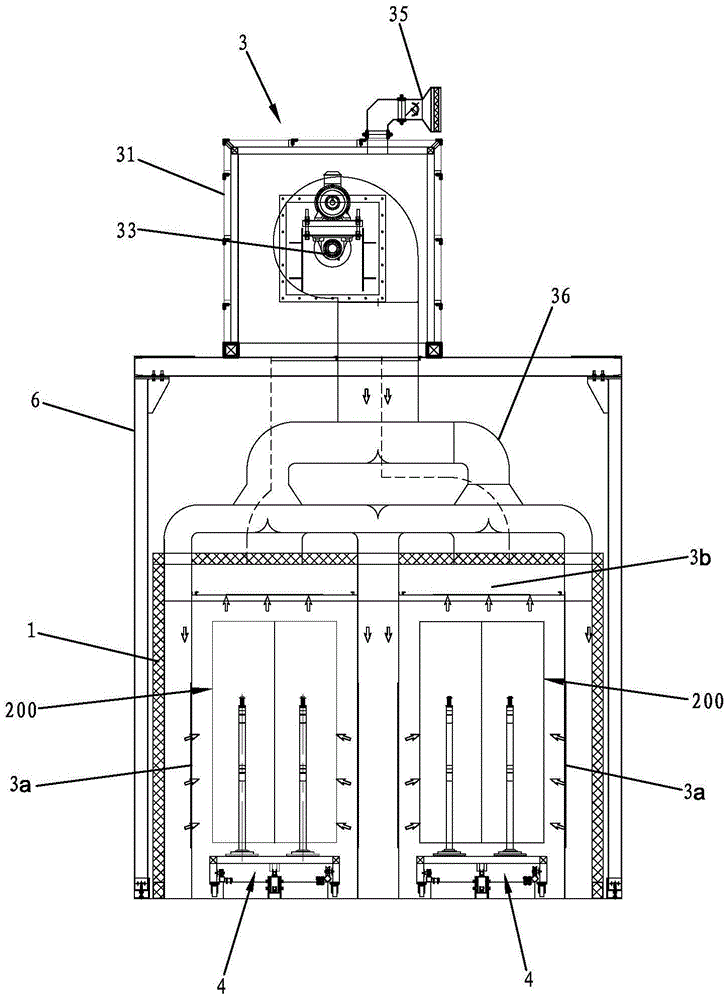 Open-type drying furnace for automobile parts
