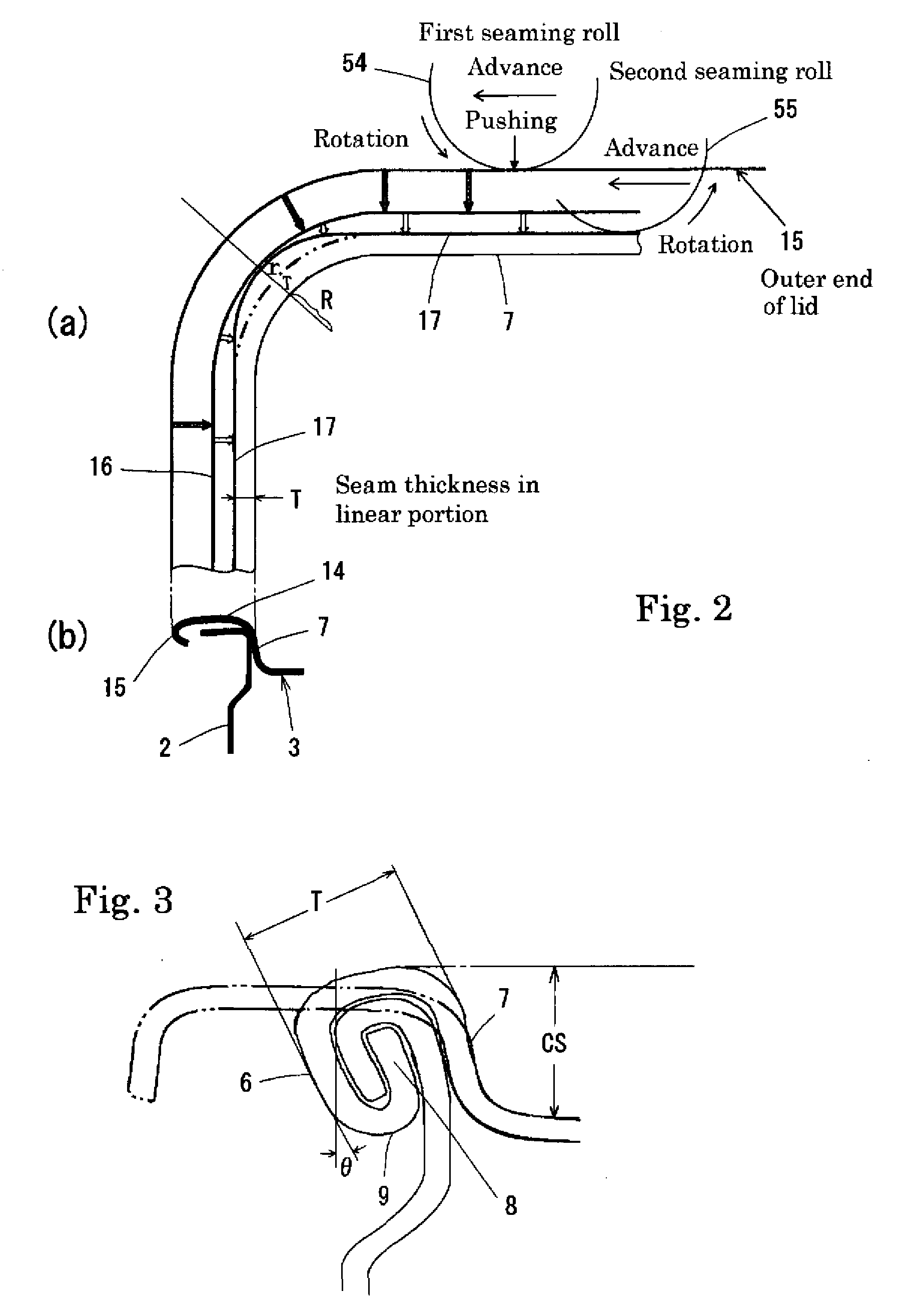 Square can and method and apparatus for double seaming the same
