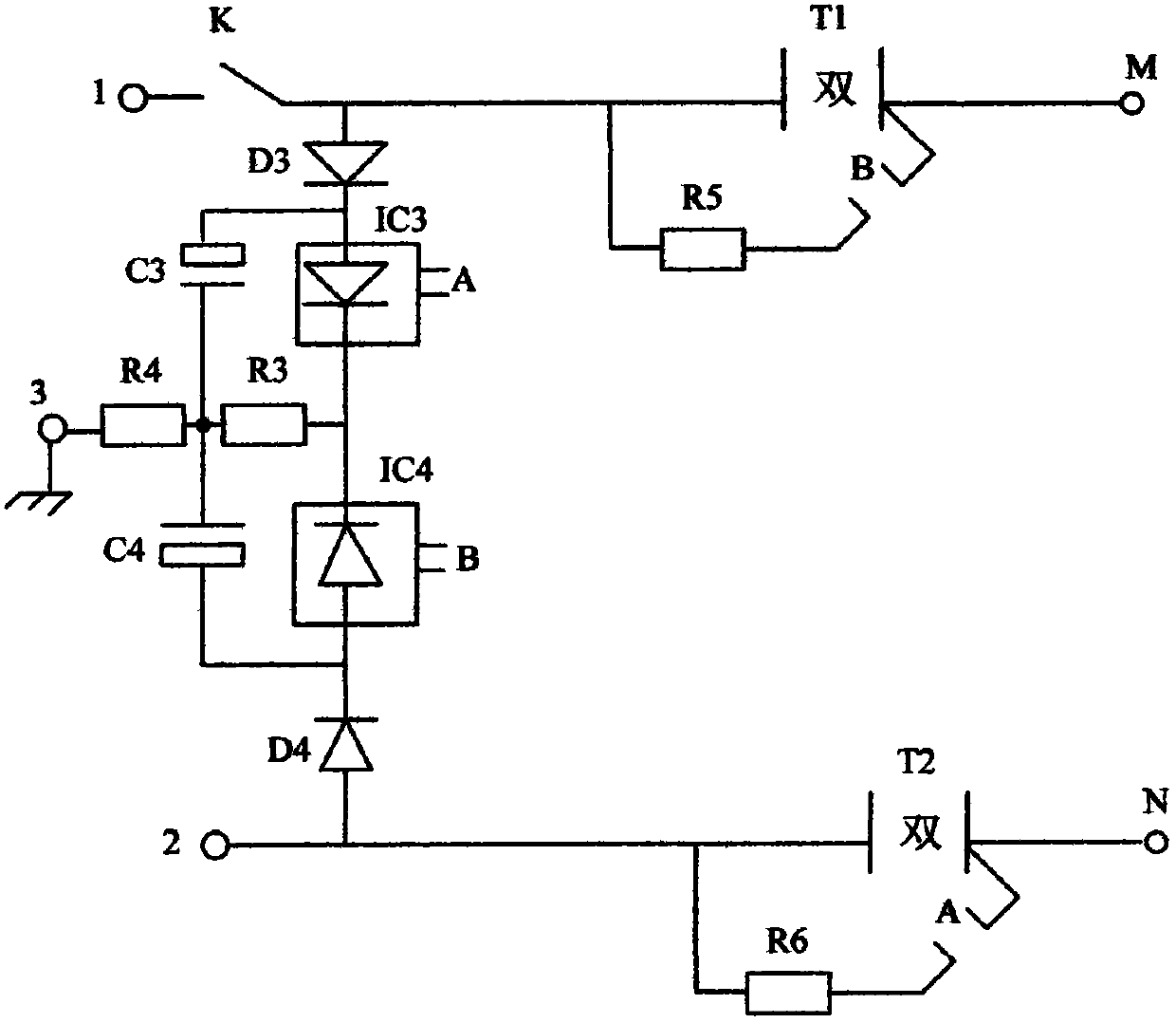 Live line and zero line identifying/converting circuit for charger
