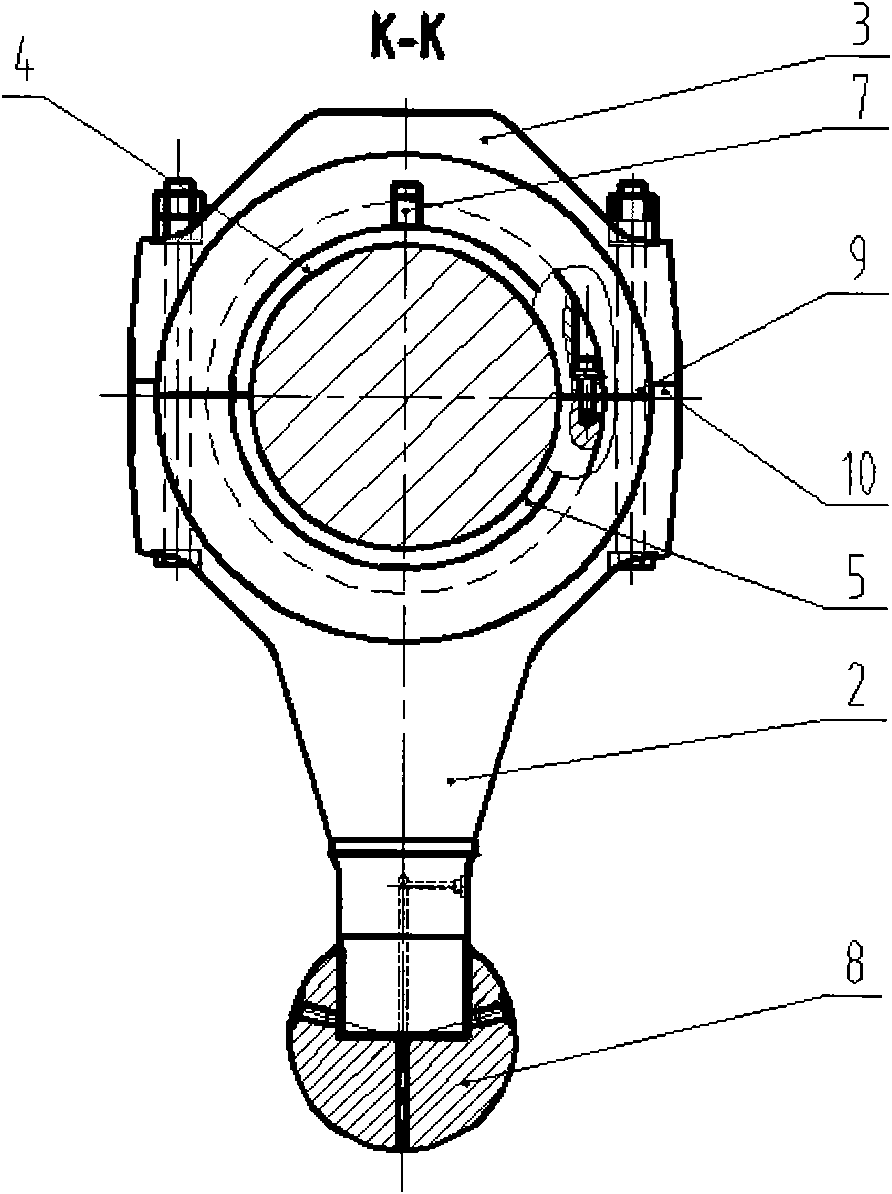 Crankshaft and connecting rod spherical hinging mechanism