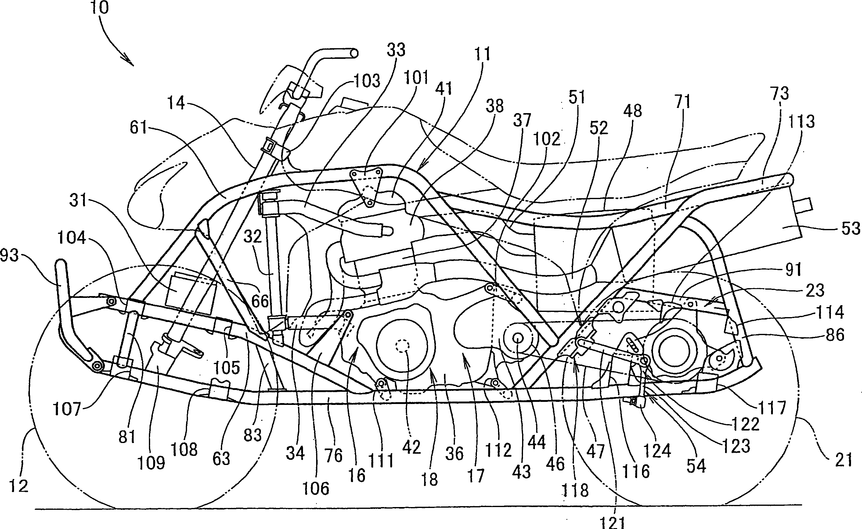 Vehicle and chain play adjusting device thereof