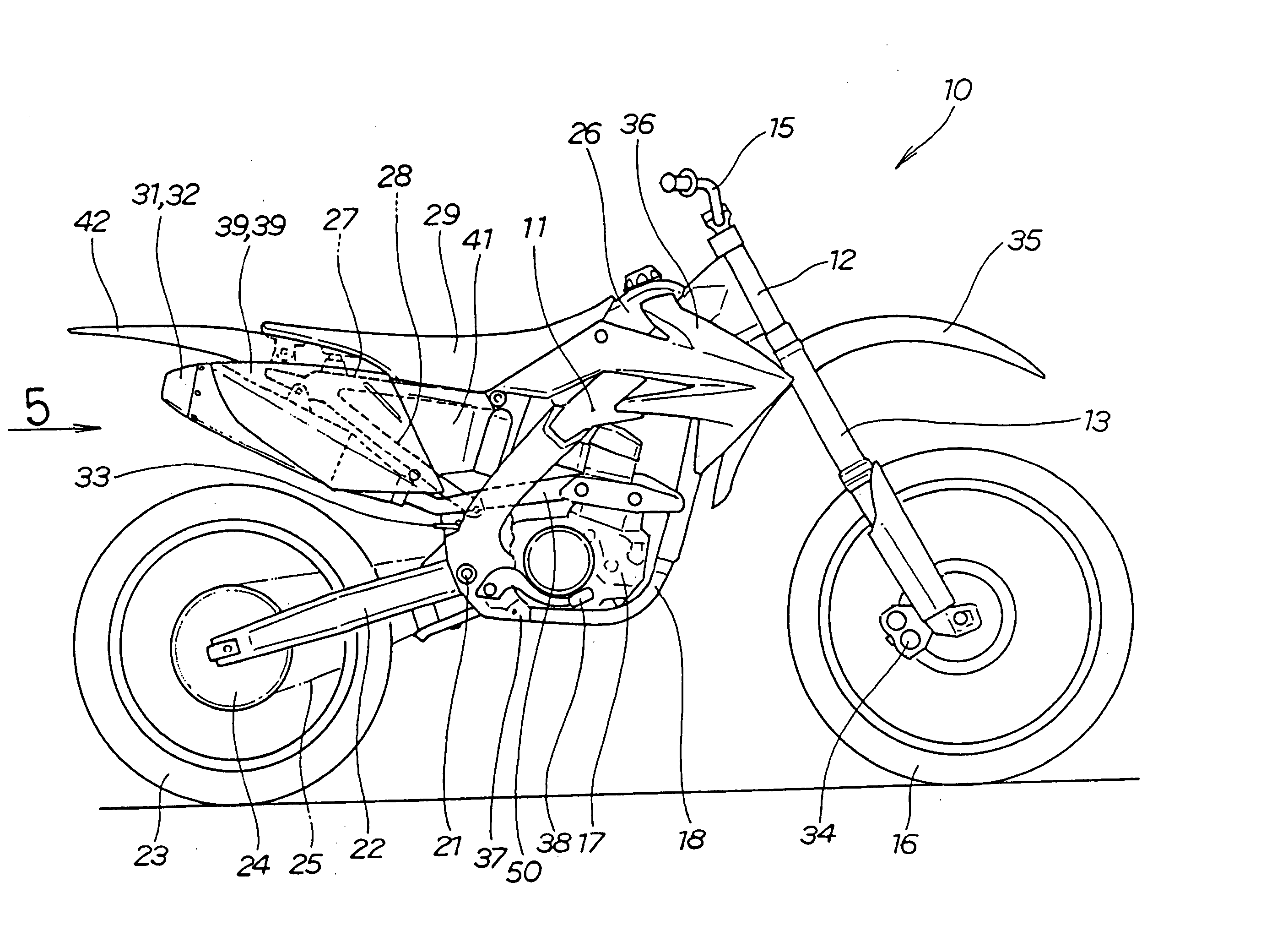 Exaust system for a motorcycle, and motorcycle including same