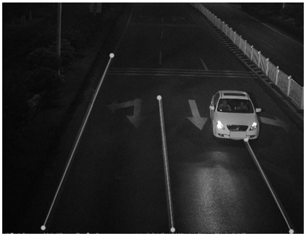 Lane line automatic detection method based on AI technology in traffic law enforcement image