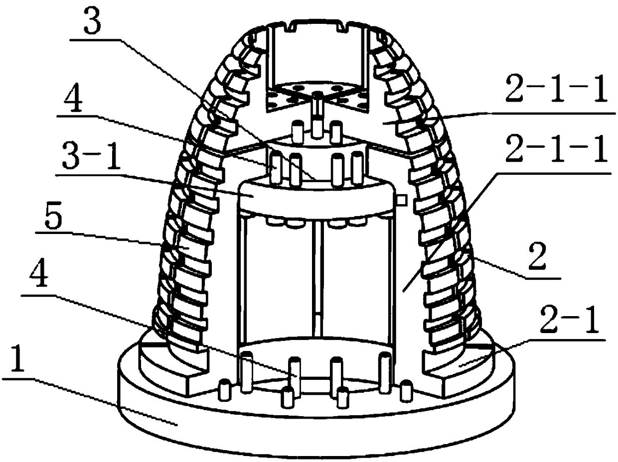 A clamping device and clamping method for surface processing of high-steep conformal headgear