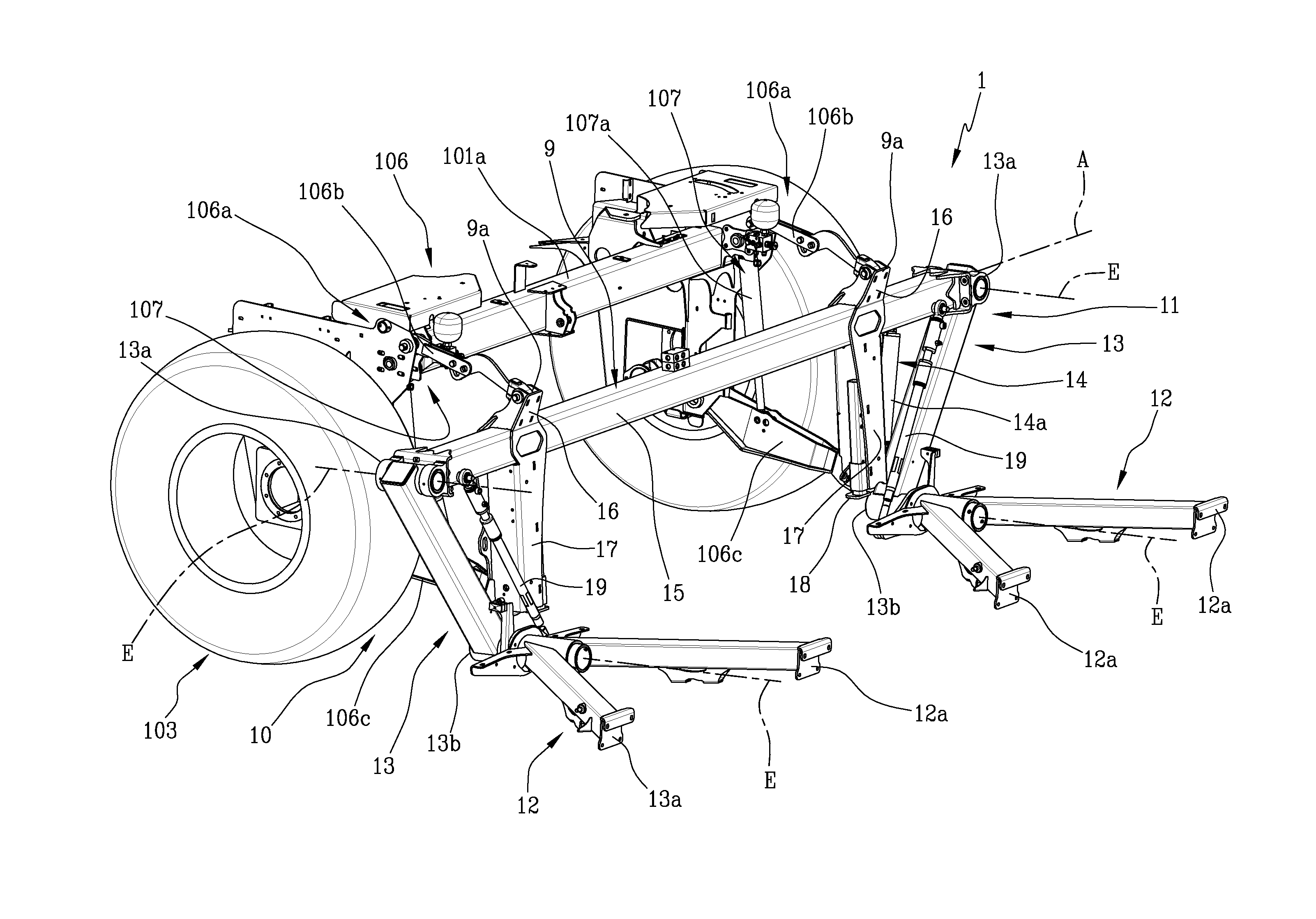 Device for harvesting long agricultural products and agricultural self-propelled  unit for harvesting agricultural products comprising the device