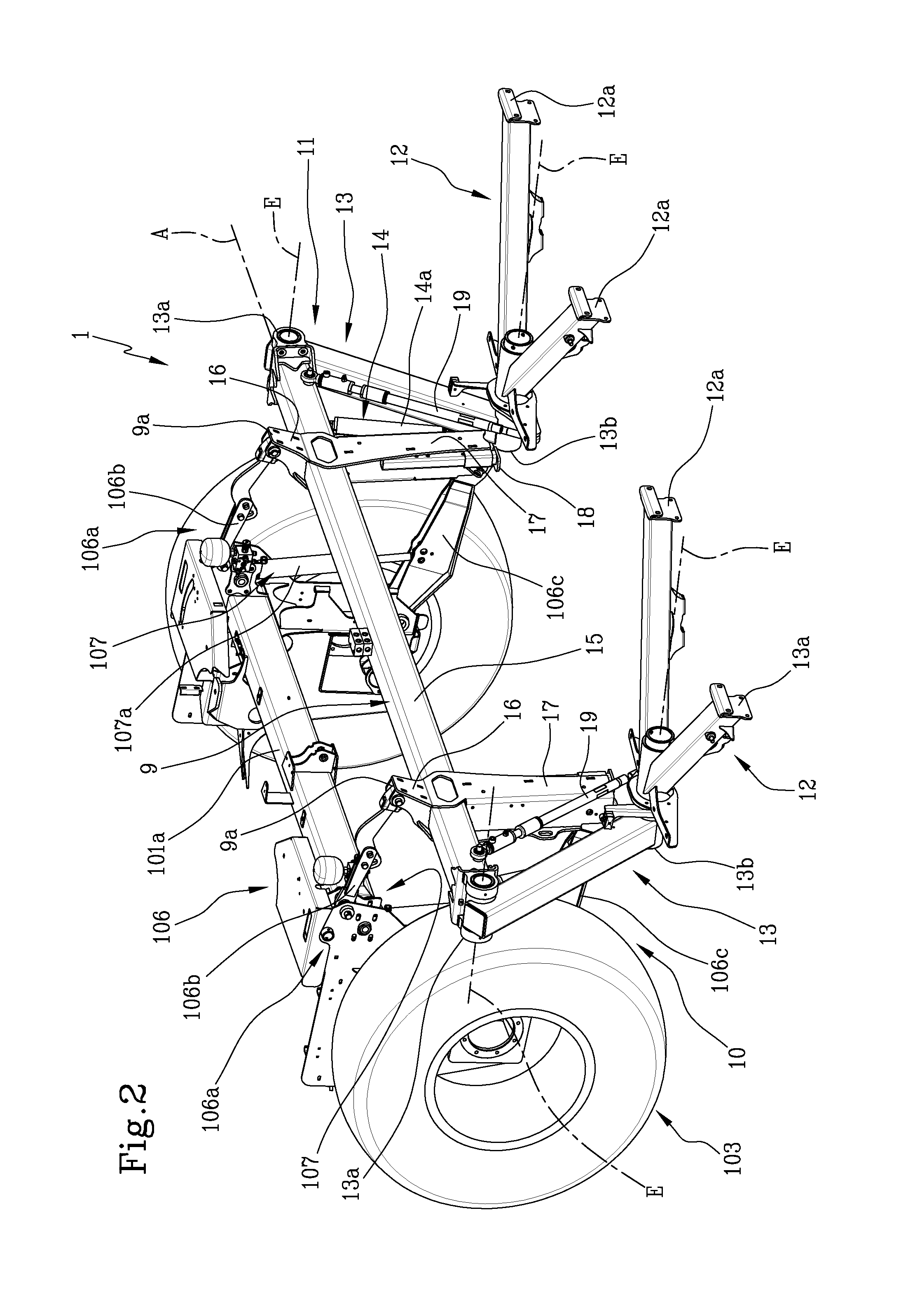 Device for harvesting long agricultural products and agricultural self-propelled  unit for harvesting agricultural products comprising the device