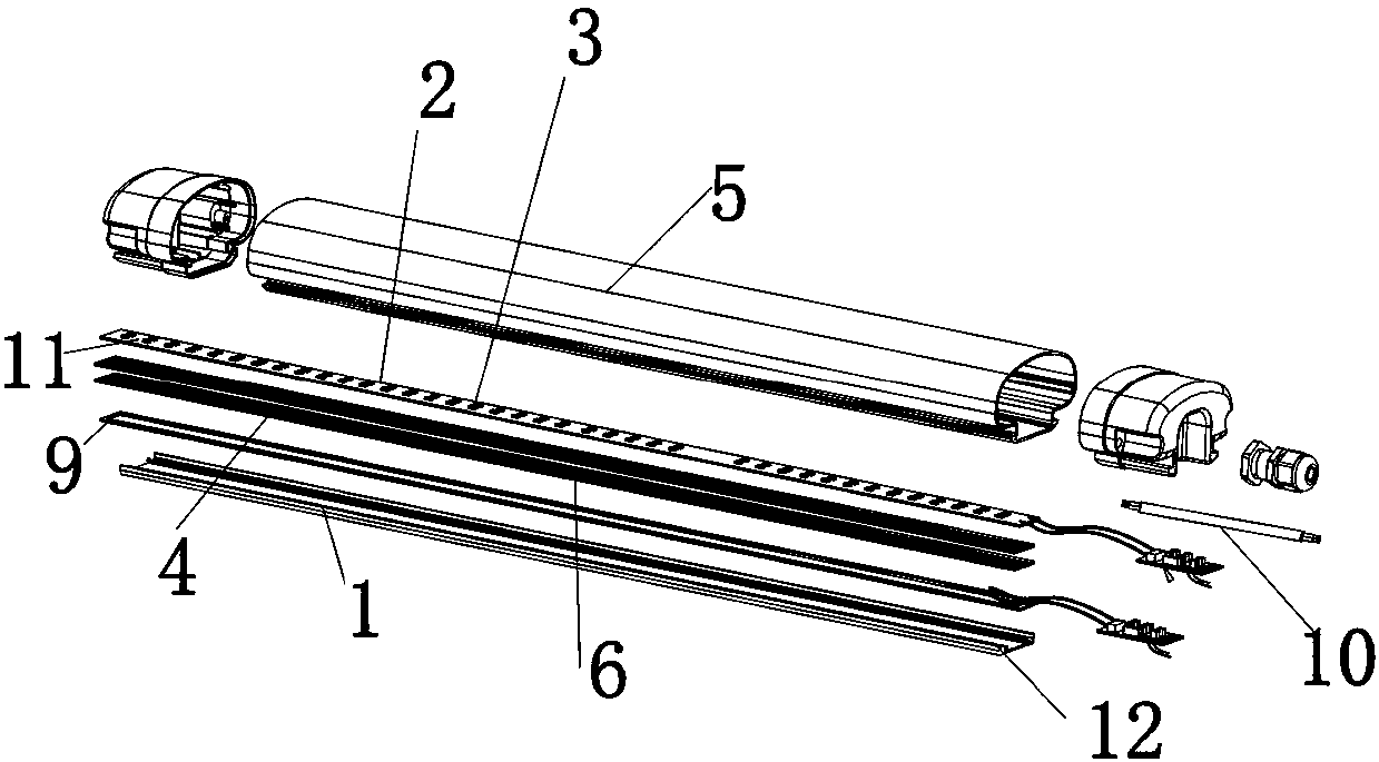 Long-row lamp and assembling method thereof