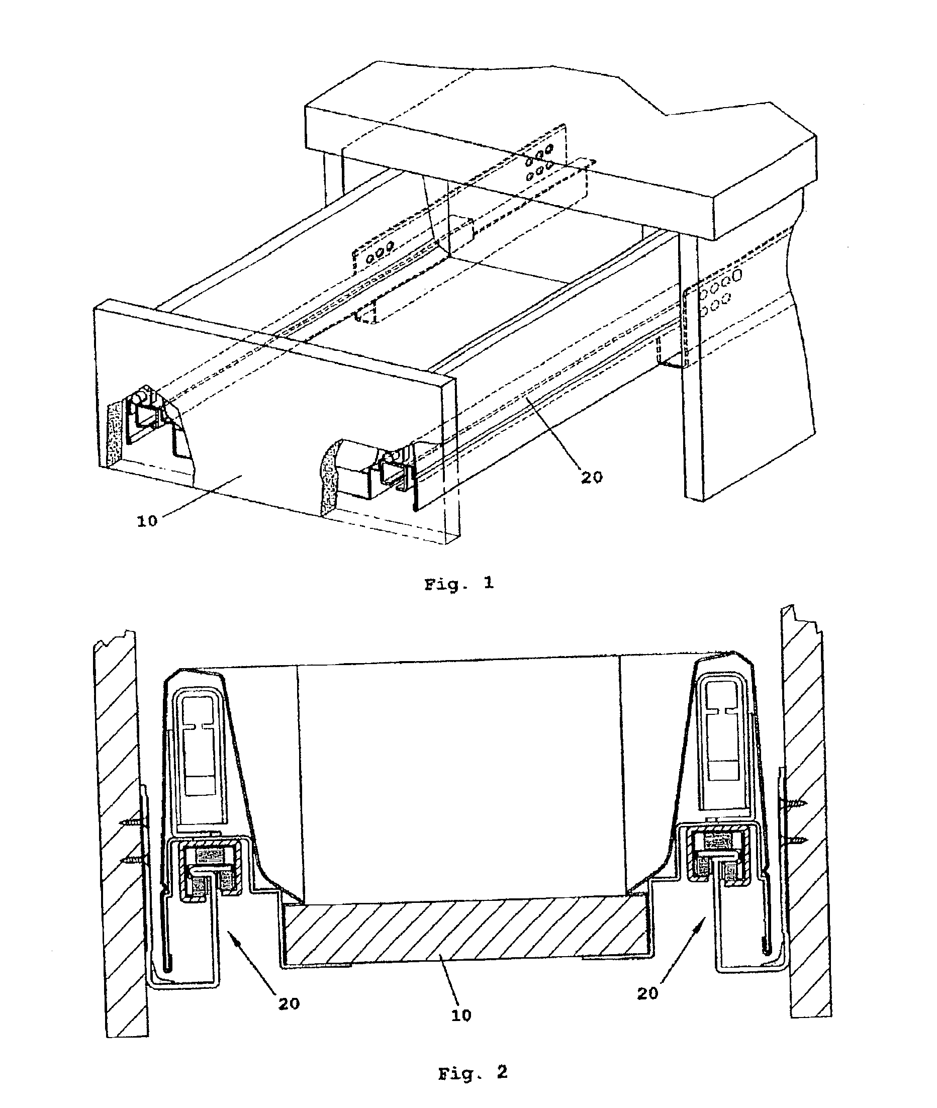 Guide rails for pull-out drawer/equipment