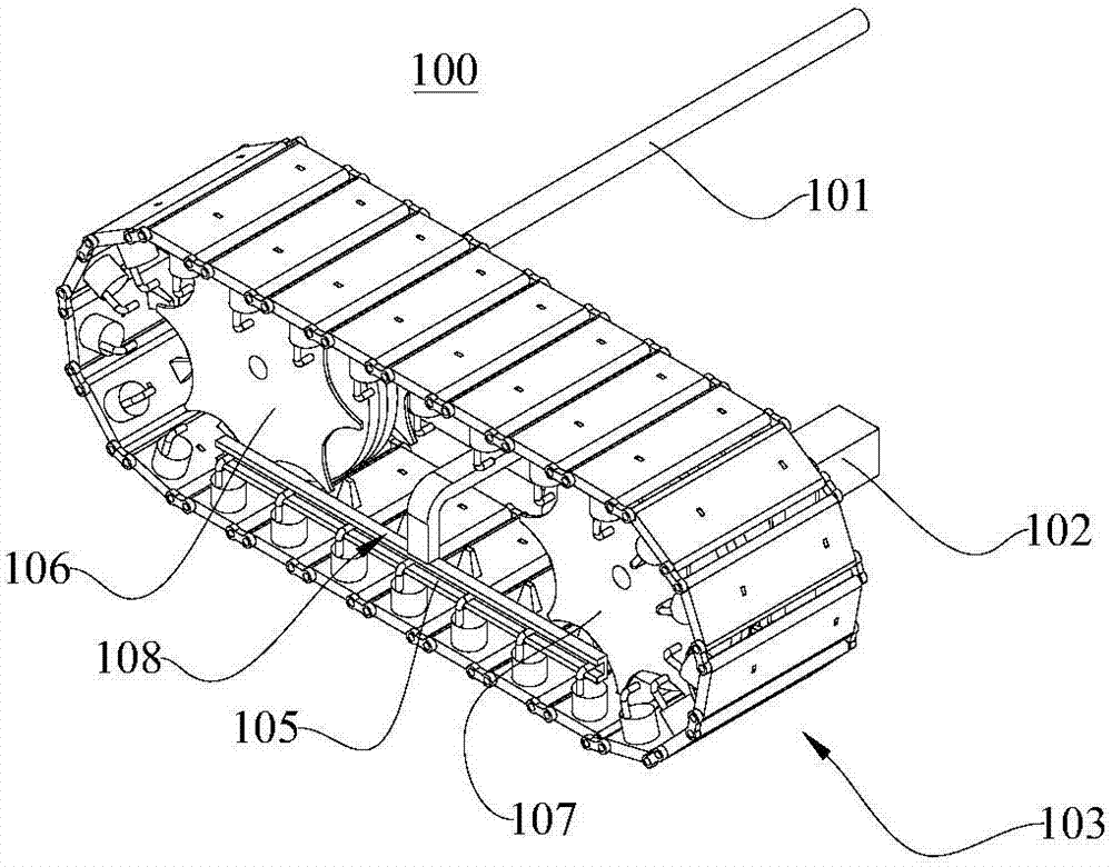 Tracked chassis and travel device
