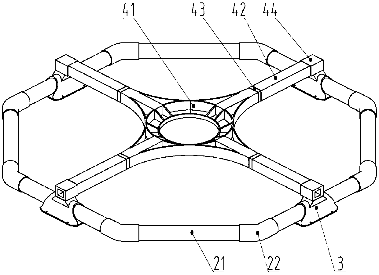 Carbon fiber support truss for secondary lens component of large-aperture telescope