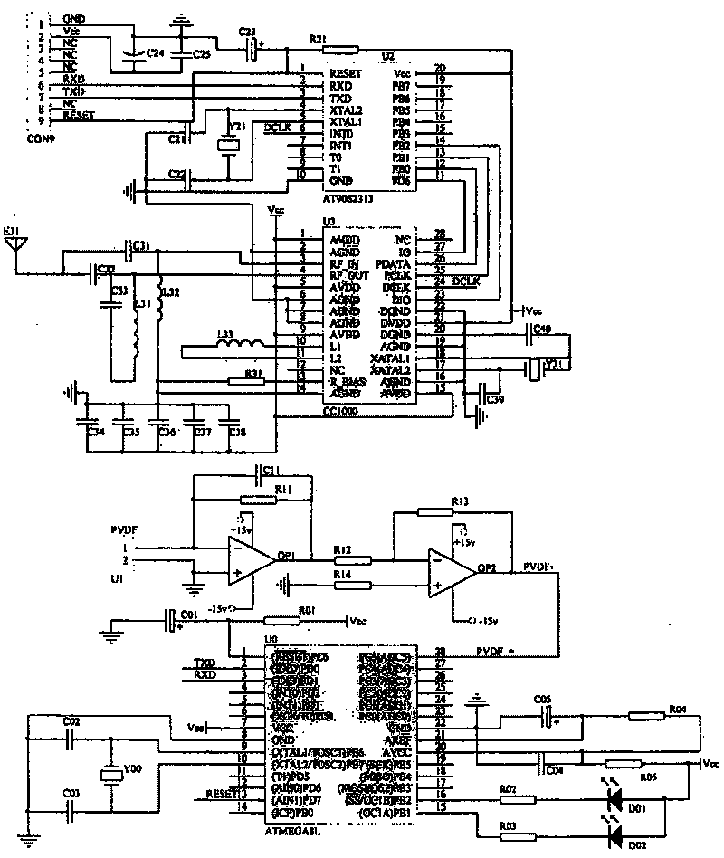 Local monitoring wireless sensor of vinylidene difluoride