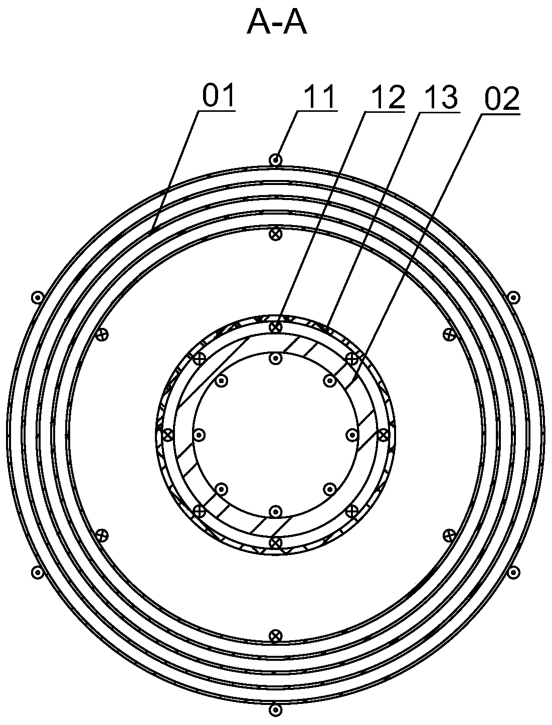A degaussing coil device for ferrite-permalloy composite magnetic shielding barrel