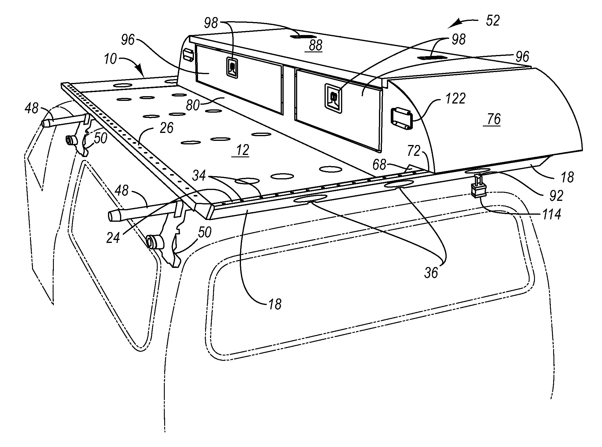 Load carrying system for motor vehicles