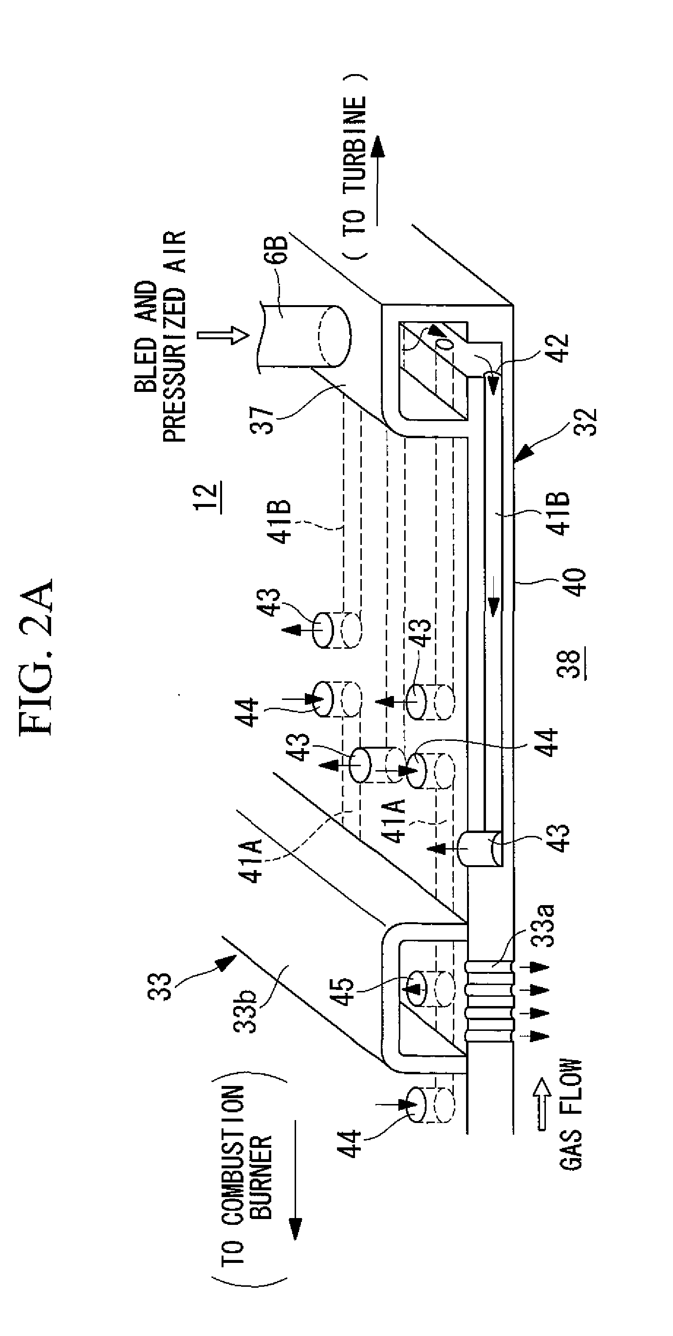 Coolng structure for recovery-type air-cooled gas turbine combustor